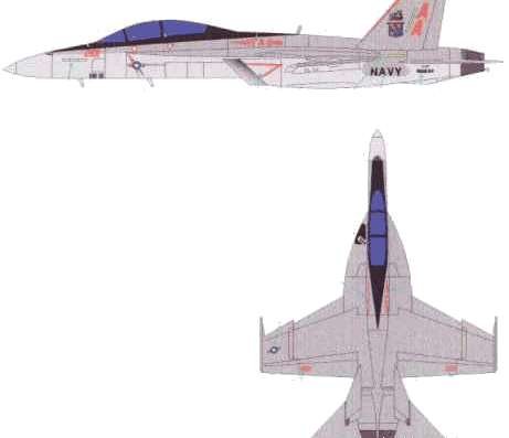 Самолет Boeing F-18F Super Hornet - чертежи, габариты, рисунки