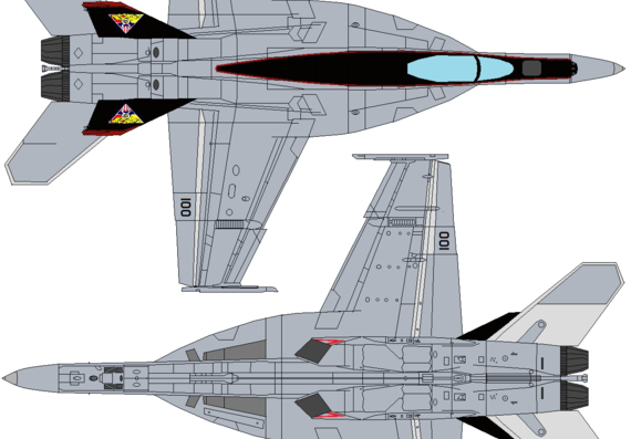 Самолет Boeing F-A-18EF Super Hornet - чертежи, габариты, рисунки