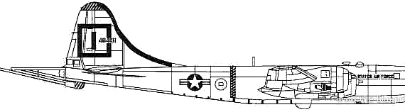 Самолет Boeing KB-29F Superfortress Tanker - чертежи, габариты, рисунки