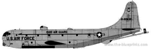 Самолет Boeing KC-97L Stratotanker - чертежи, габариты, рисунки