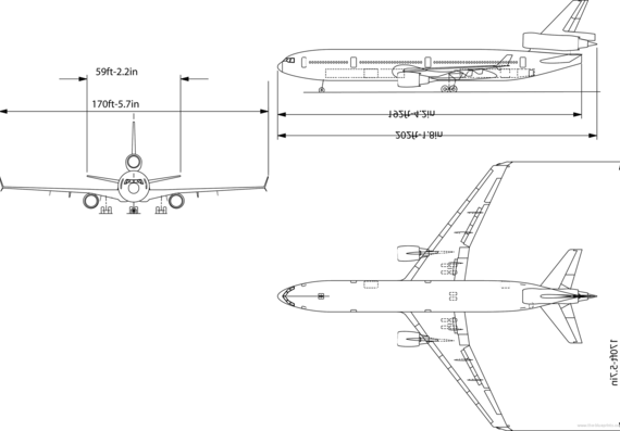 Самолет Boeing MD11a - чертежи, габариты, рисунки