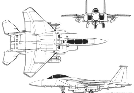 Самолет Boeing (McDonnell-Douglas) F-15E Strike Eagle - чертежи, габариты, рисунки