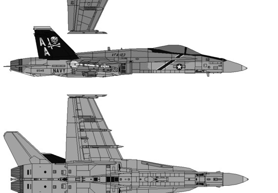 Boeing McDonnell Douglas FA-18A Hornet aircraft - drawings, dimensions, figures