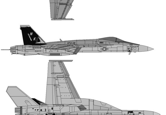 Самолет Boeing McDonnell Douglas FA-18EF Super Hornet - чертежи, габариты, рисунки