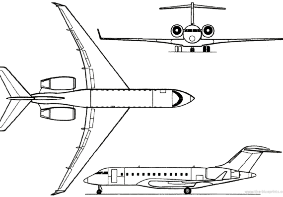 Самолет Bombardier BD-700 Global Express (Canada) (1996) - чертежи, габариты, рисунки