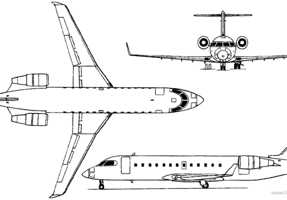 Самолет Bombardier CRJ-200 / Challenger 800 (Canada) (1991) - чертежи, габариты, рисунки
