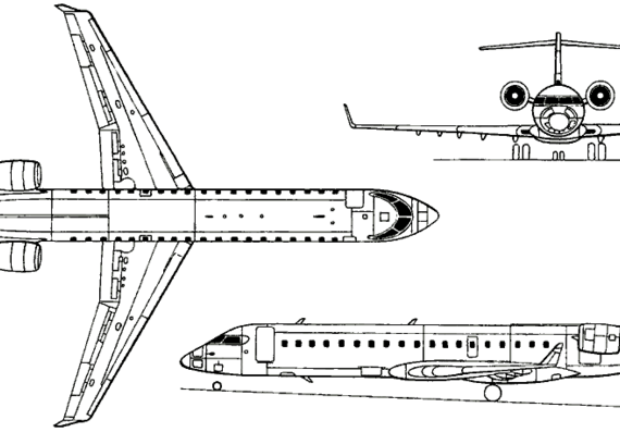 Самолет Bombardier CRJ-700 (Canada) (1999) - чертежи, габариты, рисунки