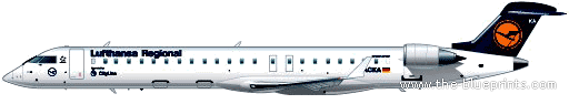 Самолет Bombardier CRJ900 - чертежи, габариты, рисунки