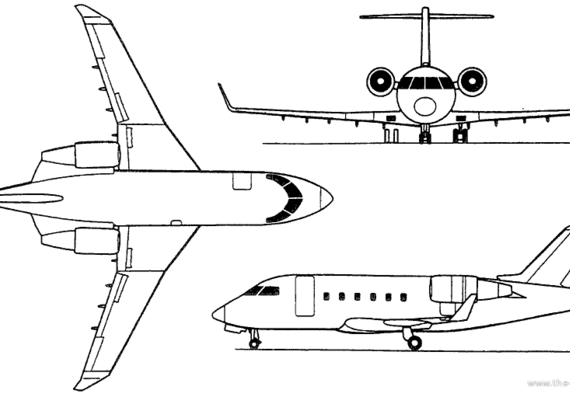 Самолет Bombardier Challenger 600 / 601 / 604 (Canada) (1978) - чертежи, габариты, рисунки