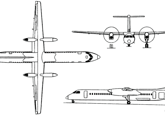 Самолет Bombardier Dash 8 Q400 (Canada) (1998) - чертежи, габариты, рисунки