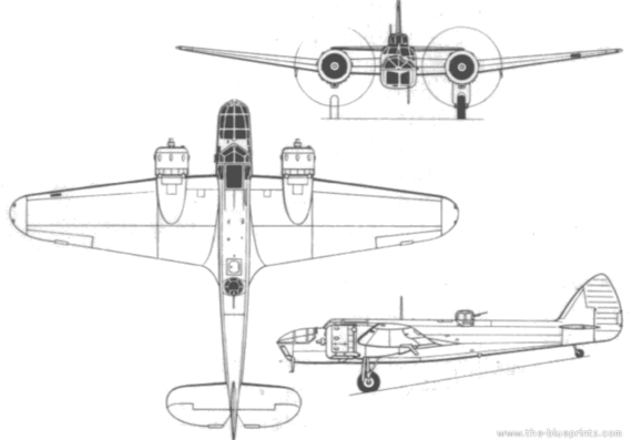 Самолет Bristol Blenheim - чертежи, габариты, рисунки