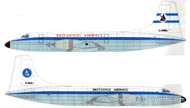 Самолет Bristol Britannia 100 - чертежи, габариты, рисунки