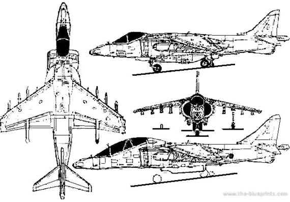 Самолет British Aerospace AV-8B Harrier - чертежи, габариты, рисунки