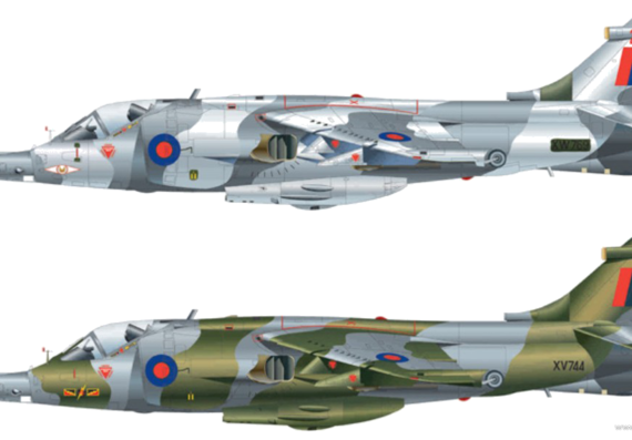 Самолет British Aerospace Harrier Gr.3 - чертежи, габариты, рисунки