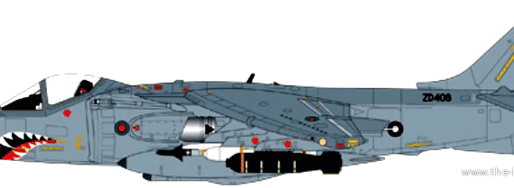Самолет British Aerospace Harrier II GR7 - чертежи, габариты, рисунки