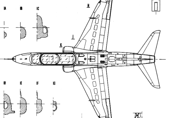 Самолет British Aerospace Hawk T-2 - чертежи, габариты, рисунки