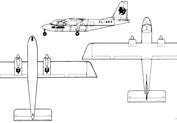 Самолет Britten-Norman Islander - чертежи, габариты, рисунки