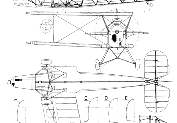 Самолет Bucker Bu-131 Jungmann - чертежи, габариты, рисунки