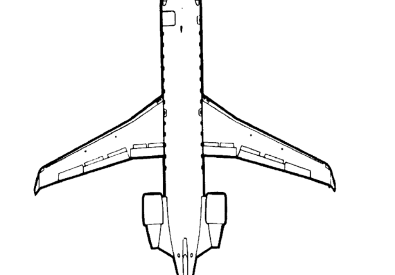 Самолет Canadair CRJ-200 3-view linedrawings - чертежи, габариты, рисунки