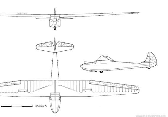 Самолет Castel C-25 S - чертежи, габариты, рисунки