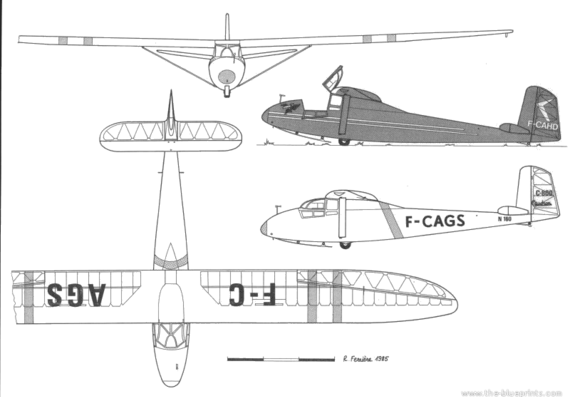 Самолет Caudron C-800 Epervier - чертежи, габариты, рисунки