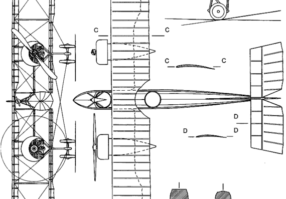 Самолет Caudron G-6 - чертежи, габариты, рисунки