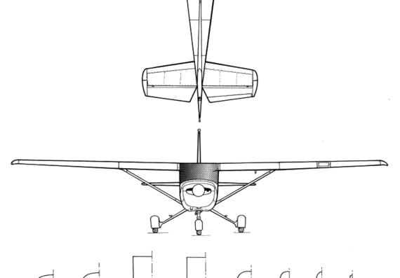 Самолет Cessna 152 - чертежи, габариты, рисунки