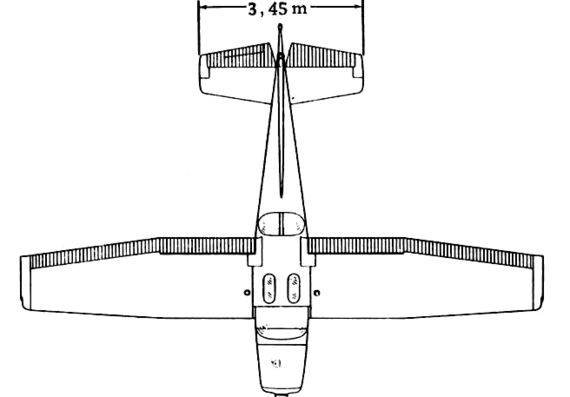 Самолет Cessna 172 Skyhawk - чертежи, габариты, рисунки