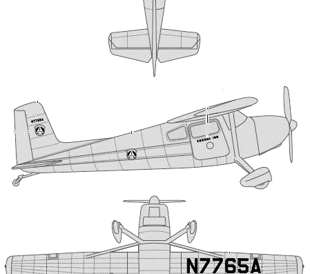 Самолет Cessna 180 SSP - чертежи, габариты, рисунки