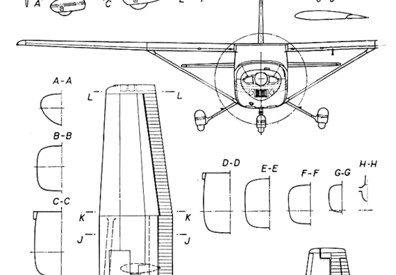 Самолет Cessna 182 Skylane - чертежи, габариты, рисунки