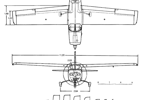 Самолет Cessna 210 Centurion - чертежи, габариты, рисунки