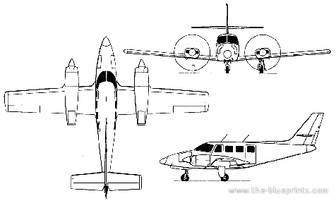 Самолет Cessna 303 Crusader - чертежи, габариты, рисунки