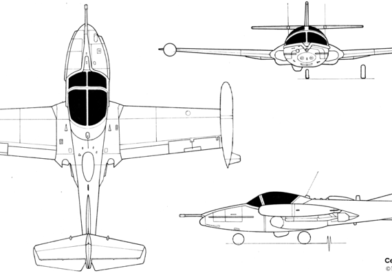 Самолет Cessna A-37 - чертежи, габариты, рисунки