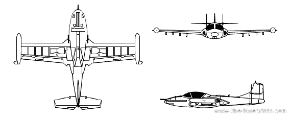 Самолет Cessna A-37 Dragonfly - чертежи, габариты, рисунки