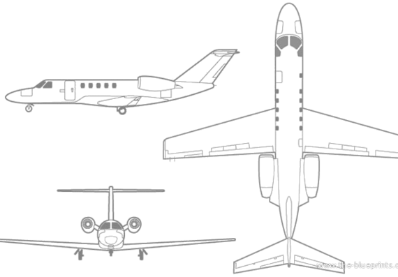 Самолет Cessna Citation CJ4 - чертежи, габариты, рисунки
