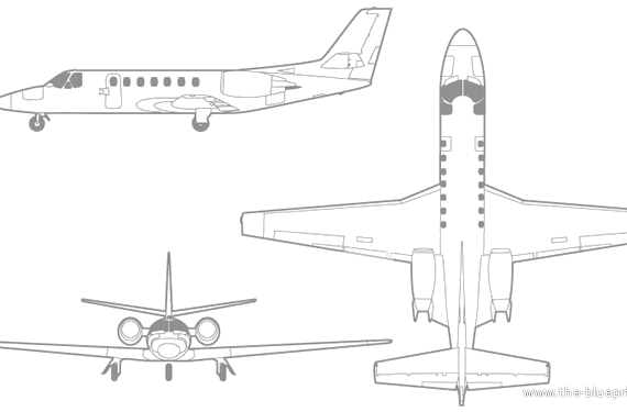 Самолет Cessna Citation Encore+ - чертежи, габариты, рисунки