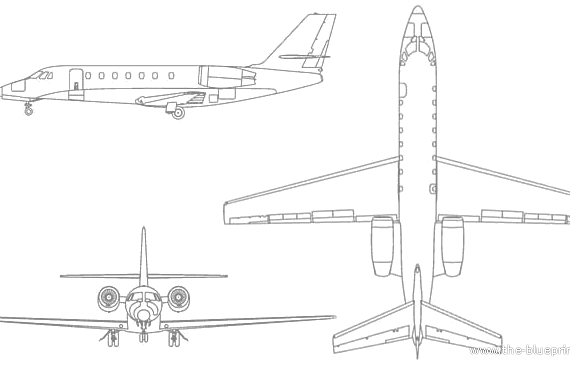 Самолет Cessna Citation Sovereign - чертежи, габариты, рисунки
