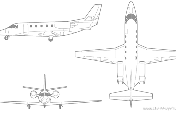 Самолет Cessna Citation XLS+ - чертежи, габариты, рисунки