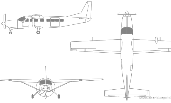 Самолет Cessna Grand Caravan - чертежи, габариты, рисунки