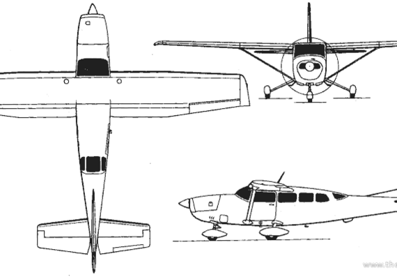 Самолет Cessna Model 206 Super Skywagon / 207 / Stationair (USA) (1964) - чертежи, габариты, рисунки