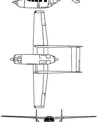 Самолет Cessna O-2A Skymaster - чертежи, габариты, рисунки