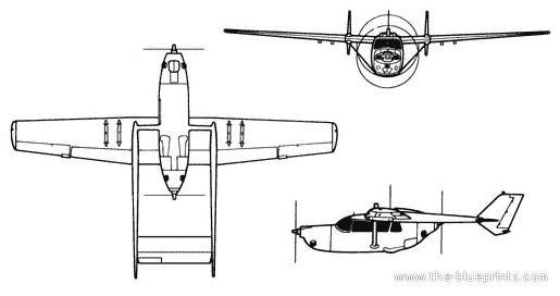 Самолет Cessna O-2 Skymaster - чертежи, габариты, рисунки