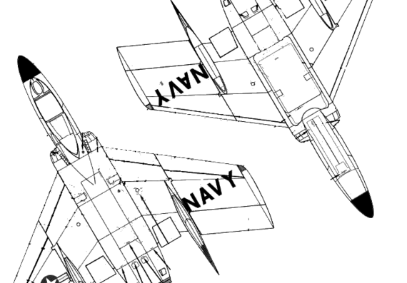 Самолет Chance-Vought F7U-3 Cutlass - чертежи, габариты, рисунки