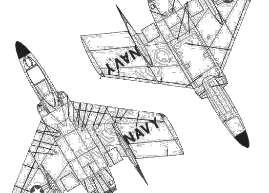 Самолет Chance Vought F7U-3 Cutlass - чертежи, габариты, рисунки
