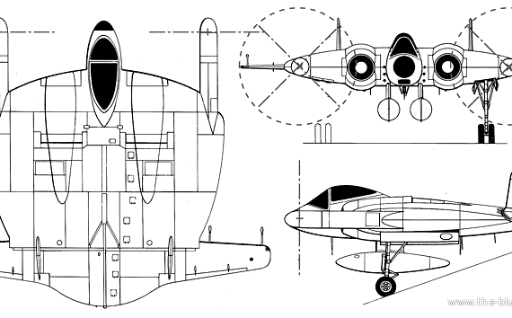 Chance Vought XF5U - 1 - drawings, dimensions, figures
