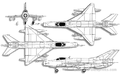 Самолет Chengdu F-7 Airguard - чертежи, габариты, рисунки