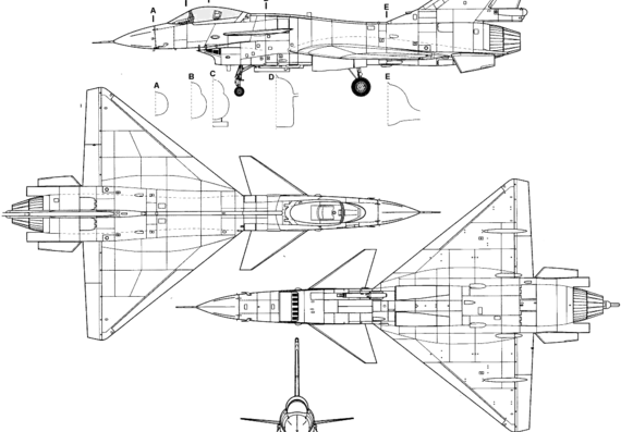 Самолет Chengdu J-10A - чертежи, габариты, рисунки