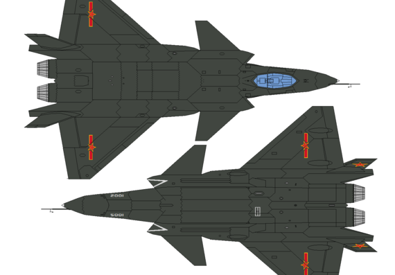 Chengdu J-20 aircraft - drawings, dimensions, figures