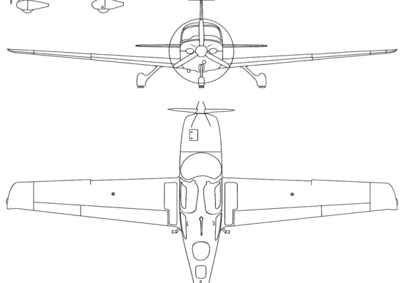 Самолет Cirrus SR22 - чертежи, габариты, рисунки