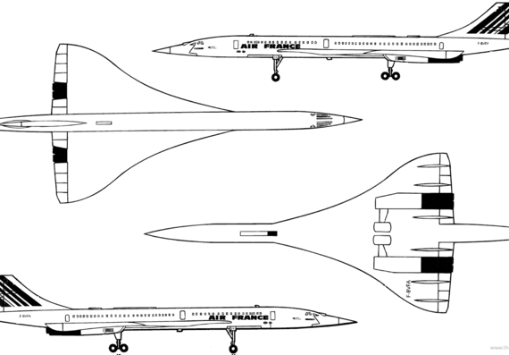 Самолет Concorde - чертежи, габариты, рисунки